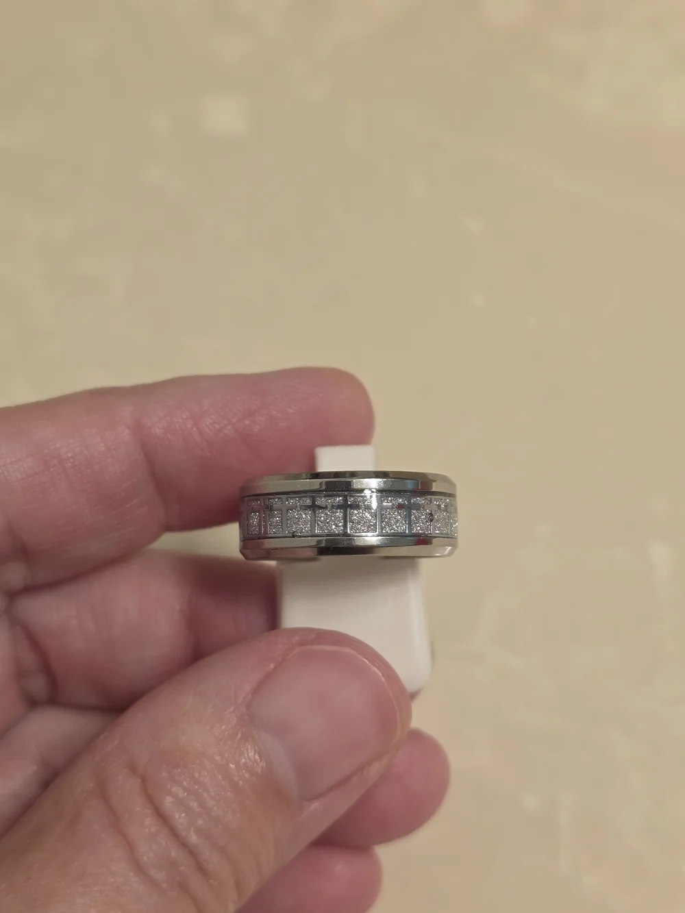 Men's Brushed Silver Stainless Steel Cross Ring Size 8